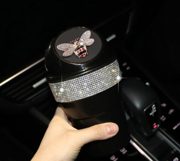 Car Trash Can Creative Swan Diamond Car Multi-function Storage Bucket Car Door Slot Water Cup Storage Bucket