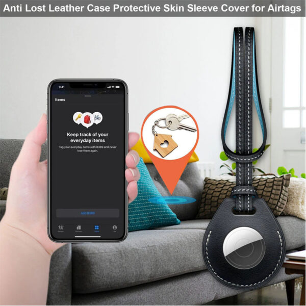 Luxury Sling PU Protective Cover For Apple AirTag Shockproof Keychain Scratch Resistant Cover Protective Gift Locator Keychain