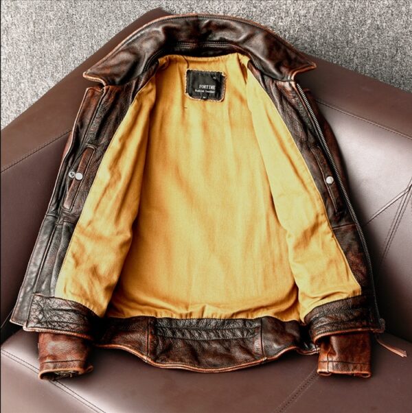 Motorcycle Short Stone Grinding Worn Coat - Image 9