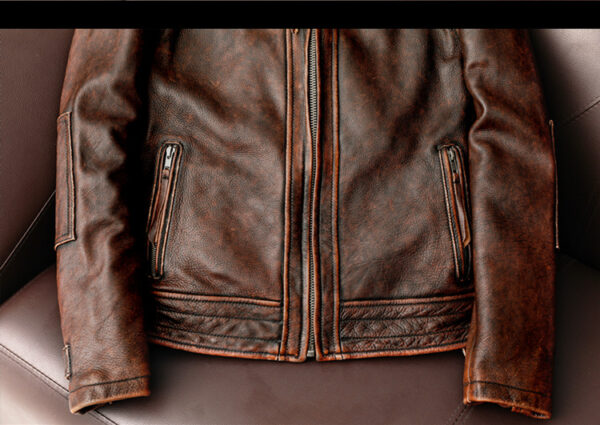 Motorcycle Short Stone Grinding Worn Coat - Image 2